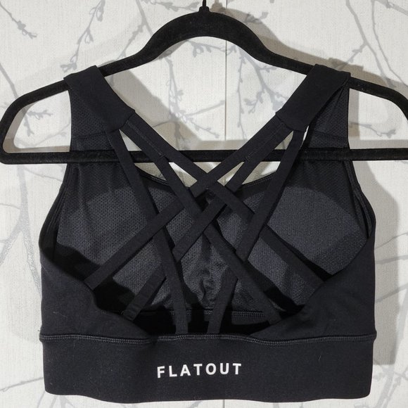 Flatout Apparel Black Strappy Longline Sports Bra - Picture 3 of 4